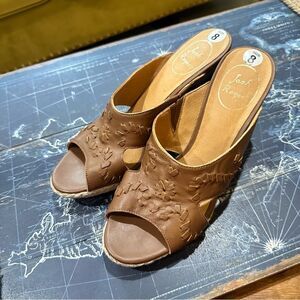 Jack Rogers Leather Espadrille Wedge Sandals – Size 8